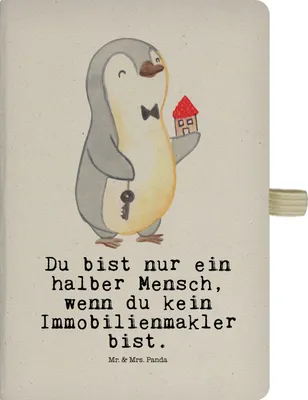 Produktbild von Mr. & Mrs. Panda Kladde Immobilienmakler Herz - Transparent - Geschenk, Ausbildung, notizbuch, Lustig, kariert, Tagebuch, Journal, Skizzenbuch, Spruch