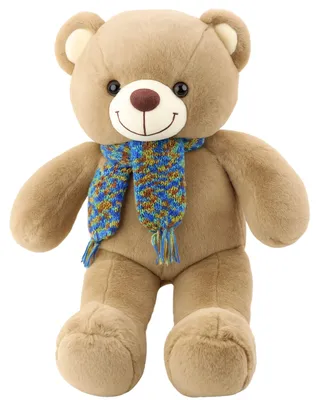 Produktbild von Lean Plüsch Maskottchen Knuddeliger Teddybär Bunter Wollschal Braun 55Cm