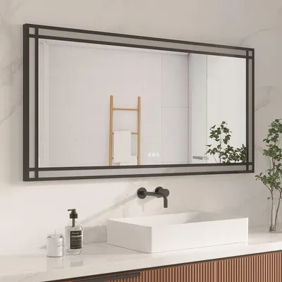 Produktbild von Badspiegel 140 x 70 cm mit Beleuchtung LED Touch Wandspiegel 3 Lichtfarben Dimmbar Antibeschlag Spiegel Lichtspiegel für Badezimmer rechteckig