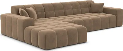Produktbild von Samtstoff L-Form Sofa Nivara Braun Links