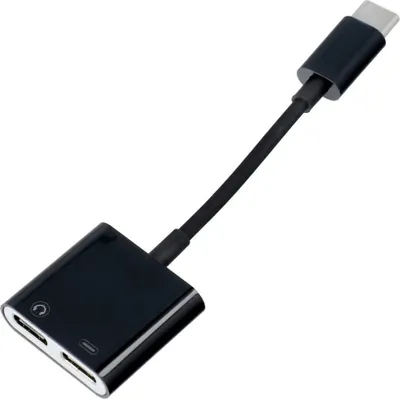 Image de Adaptateur HF/audio + chargement type C - type C noir BOX [DAC]