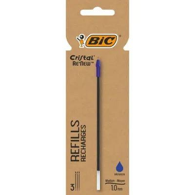 Zdjęcie produktu dla BIC 503838 3 Cristal Re'New Kugelschreiberminen M blau