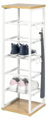 Immagine prodotto di : Scaffale aperto per scarpe, modello eluno, per 6 paia di scarpe, in metallo opaco bianco