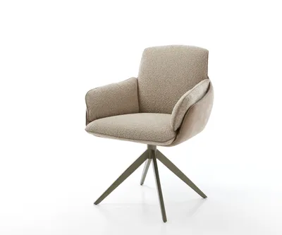 Produktbild von DELIFE Drehstuhl Luan-Flex mit Armlehnen Materialmix Schlamm Kreuzgestell breit Effektfinish Titan 360° drehbar