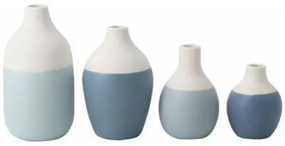 Zdjęcie produktu dla Räder Mini Flaschenvasen blau 4er Set 5-8,5x3,5-4,5cm