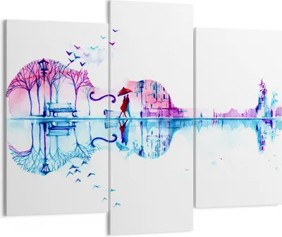 Produktbild von Bild auf Leinwand - Leinwandbild - Violine Walk regen Aktivitäten - 130x100cm - Wand Bild - Wanddeko - Leinwanddruck - Bilder - Kunstdruck - Leinwand bilder - Wandkunst - CB130x100-3077