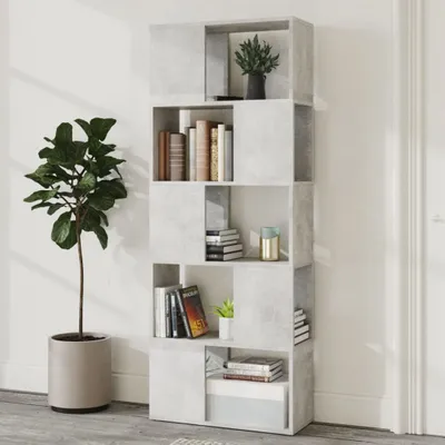 Produktbild von "Winterschlussverkauf "Bücherregal - CLORIS - Standregal - Robust und langlebig - Raumteiler Betongrau 60x24x155 cm - DEMöbel2491215