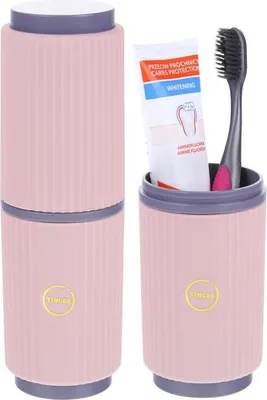 Immagine prodotto di Custodia da viaggio portatile per spazzolino da denti e dentifricio - Rosa