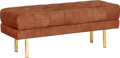 Produktbild von BELIANI Bettbank Dunkelrot aus Samtstoff Gesteppt Knopfheftung 117 cm mit Goldenen Beinen Elegant Sitzbank für Schlafzimmer Flur Garderobe Wohnzimmer