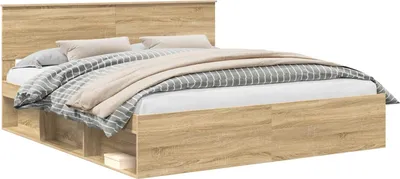Produktbild von vidaXL Bettrahmen mit Kopfteil Sonoma 180 x 200 cm Holzwerkstoff