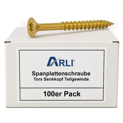 Produktbild von ARLI 200x Spanplattenschrauben 4x70 mm Torx TX20 Senkkopf Teilgewinde Stahl gelb verzinkt