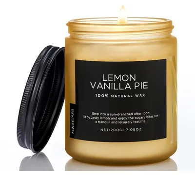 Obrázek produktu pro Vonná svíčka Citron, vanilka, koláč, 200g, bio sójový vosk, doba hoření 50 hodin