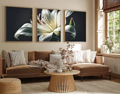 Produktbild von Wallity, Elegantes Dekoratives Wandbild (3 Teile), 50 x 70 cm | 100% MDF (3 mm) mit Rahmen aus massivem Holz (2,5 cm) | Perfekt für modernes Wohnen und stilvolle Akzente.