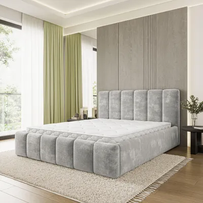 Produktbild von Masseno Polsterbett ATTORA LM 200x200 cm, Polsterbett mit Bettkästen - Hellgrau, LUMO 65