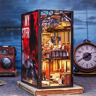 Image de Maison miniature Book Nook - Le Mystère de l'Orient-Express - Puzzle 3D - 383 pièces - Maison miniature - avec éclairage LED