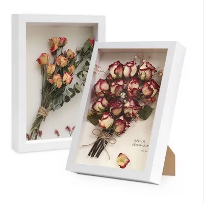 Produktbild von Bilderrahmen, 3D Objektrahmen mit Passepartout, zum befüllen, für Objekte bis 3cm Tiefe, Collage Wanddeko Poster, für Blumen, Hochzeitsstrauß