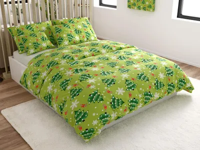Obrázok produktu pre Obliečky z mikrovlákna CHRISTMAS TREE zelené 2 ks 70x90 + 200x220