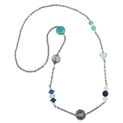 Produktbild von Kette Facettenperlen grau-türkis grau 90 cm