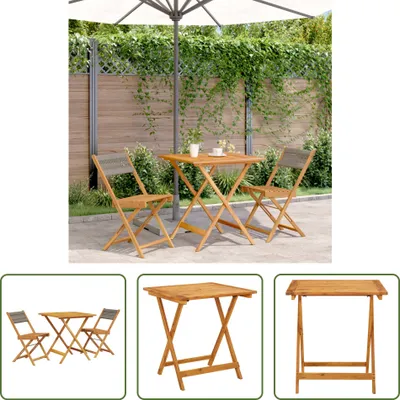 Obrázek produktu pro The Living Store 3-tlg. Bistro-Set Grau Polypropylen und Massivholz