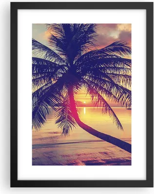 Produktbild von Gerahmtes Poster - Schwarzer Rahmen - Meer Strand Palme - 30x40 cm - Wand Bild - Wanddeko - Wandbilder - Kunstposter - Wandposter - Bilderrahmen - Bilder - Kunstdruck - Wandbild - P2BPA30x40-3925