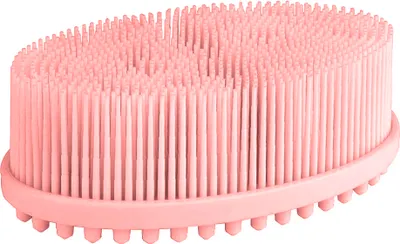 Produktbild von Badebürste Silikon Körper Duschbürste für Nass- und Trockenbürsten Weiche Bürste zum Peeling abgestorbener Haut und sanfte Massage Verbessert die Durchblutung(Rosa)