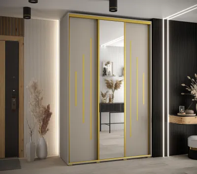 Produktbild von Kleiderschrank INDIRA 13 - 160/60 cm, Kaschmir/Gold