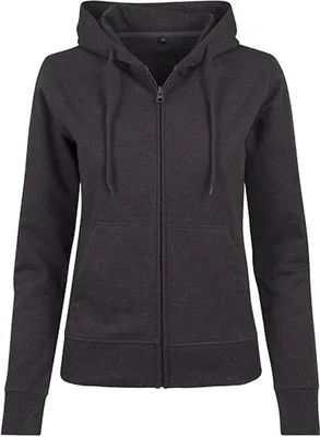 Produktbild von Build Your Brand BY069 | Damen Terry Zip Hoody - Farbe: Charcoal (Heather) - Größe: L