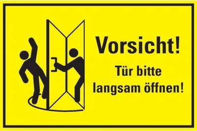 Produktbild von Dreifke® Aufkleber I Hinweisschild Vorsicht! Tür bitte langsam öffnen! Folie,...