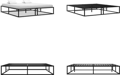 Produktbild von vidaXL Bettgestell Schwarz Metall 140x200 cm - Bettgestell - Bettgestelle - Bettrahmen - Doppelbett