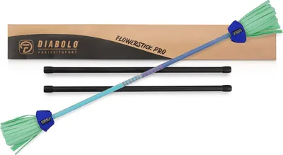 Produktbild von Diabolo Leisure Sport Flowerstick – Flowerstick Basic UV blau-türkis mit Fiberglas Handstöcken| Robuster Flowerstick für Anfänger und Fortgeschrittene