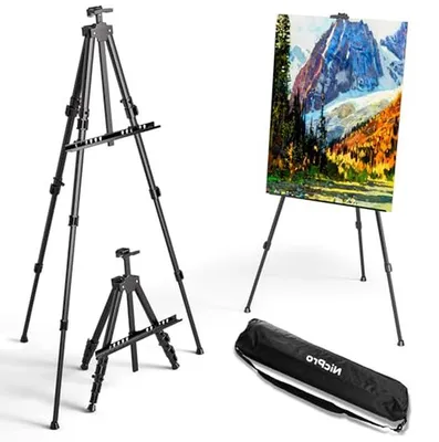 Obrázek produktu pro Stojan na plátno – stojan – pro vystavení uměleckých děl – výškově nastavitelný – 43–160 cm – černý