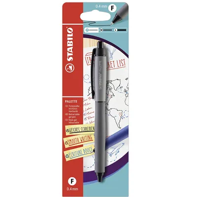 Obrázek produktu pro Roller s kuličkovým mechanismem - STABILO PALETTE v černé barvě - šířka čáry F (0,4 mm) - jedno pero - barva psaní černá