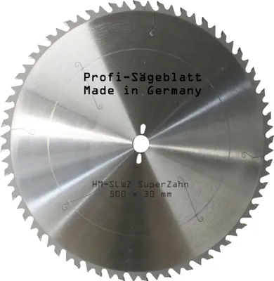 Produktbild von HM SLWZ Sägeblatt 500 x 30 mm Nagelfest Z=36  SUPER-LWZ Hartmetall Präzision Kreissägeblatt Ersatzsägeblatt mit Spanabweiser Hartholz Leimholz für Wippsäge Tischkreissäge Kreissäge Kappsäge Tischsäge