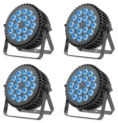 Produktbild von 4er-Set LED-PAR-Scheinwerfer - 18×8 W - RGBWA+UV - DMX512 - EU-Stecker - Bühnenlicht für DJ und Party