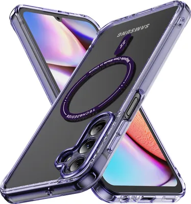 Produktbild von Magnetisch Klare Hülle für Samsung Galaxy A15 5G/4G, Kompatibel mit MagSafe, Hybrid Stoßfeste Handyhülle Lila