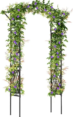 Produktbild von GOPLUS Rosenbogen aus Metall stabil, Gartenbogen für Kletterpflanzen, Torbogen mit Rankgitter, Rankhilfe Bogen, Schwarz