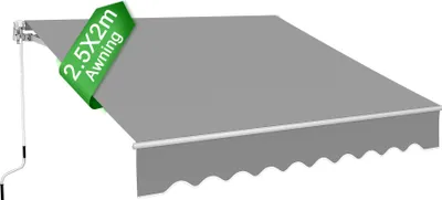 Produktbild von UISEBRT 250 X 200 cm Gelenkarmmarkise Aluminium Markise Klemmarkise Sonnenmarkise Balkonmarkise Sonnenschutz Handkurbel Hellgrau