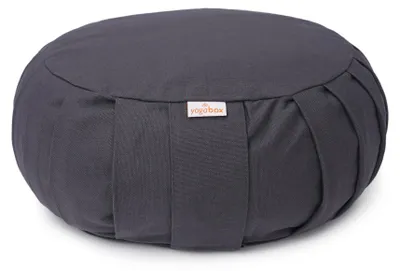 Produktbild von yogabox Meditationskissen / Yogakissen Zafu BASIC mit ZIP - grau 31 x 31 x 15 cm  Buchweizenschalen