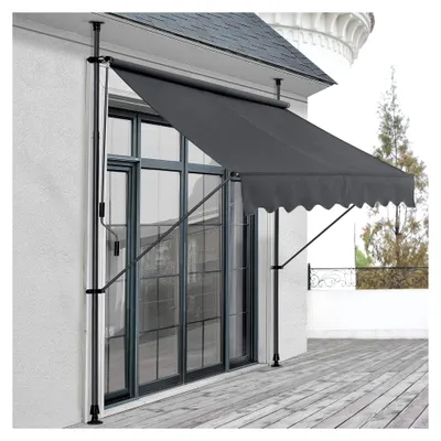 Produktbild von Klemmmarkise Grau 250 x 118 x 205-300cm Balkonmarkise Sonnenschutz ohne Bohren