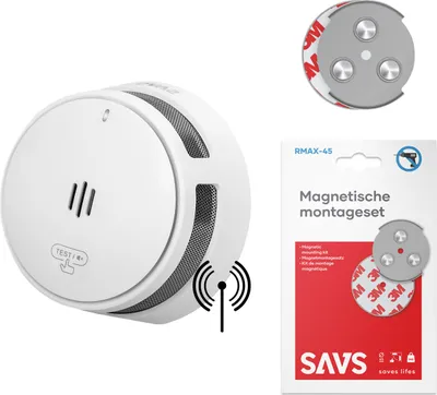 Produktbild von SAVS S10-W Drahtlos vernetzbarer Rauchmelder - Mit Magnetbefestigung - LinkSmart® - 10 Jahre Batterie - Optionales WLAN - Infrarotsensor