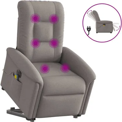 Obrázek produktu pro Elektrické zvedací masážní polohovací křeslo taupe textil