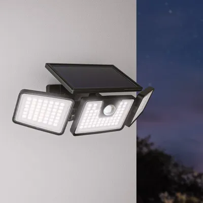 Image de HOFTRONIC - Applique murale solaire 8W 6500K IP44 Noir détecteur mouvement