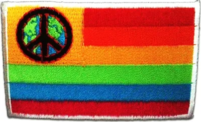 Produktbild von Peace Regenbogen - Aufnäher, Bügelbild, Aufbügler, Applikationen, Patches, Flicken, Zum Aufbügeln, Größe: 7.6 x 4.7 cm