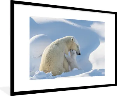 Produktbild von MuchoWow® MuchoWow® Gerahmtes Poster Eisbär - Tiere - Schnee 90x60 cm - Poster mit zchwarzem Bilderrahmen - Wanddekoration - Fotos