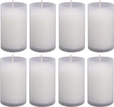 Produktbild von Ersatzkerze N2 Weiß H9cm (8er-Pack) – Grabkerze Nachfüllkerze mit ca. 30h Brenndauer, für Grableuchte & Grablampe, langlebig & gleichmäßig brennend
