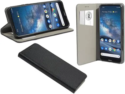 Zdjęcie produktu dla Etui książkowe "Smart" do telefonu komórkowego NOKIA 8.3 5G Etui portfelowe Pokrowiec ochronny z funkcją podstawki, slot na karty Czarny
