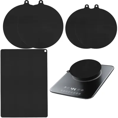 Induktionskochfeldschutz-Set, 5 Silikonmatten, schwarz
