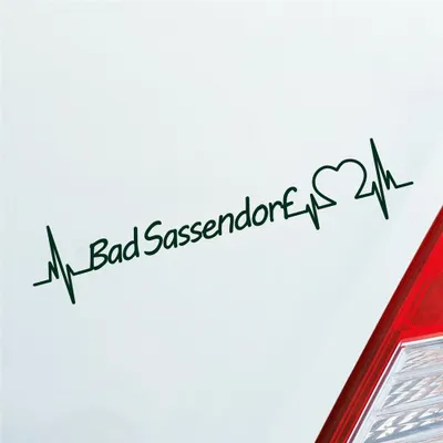 Produktbild von Auto Aufkleber Bad Sassendorf Herz Herzschlag 19x4 cm Dunkelgrün Sticker Heckscheibenaufkleber