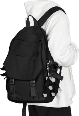 Produktbild von Leichter Rucksack für Laptop - Klassischer Rucksack für Schule, Arbeit und Reisen - Schwarz