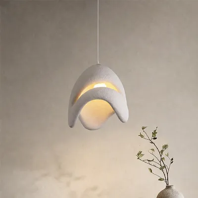 Obrázok produktu pre Závesná lampa Milton & Oldbrook Japandi, Ø 50 cm, Pleven, biela, vzhľad kameňa
